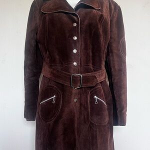 Elegant Dark Brown Suede Leather Jacket